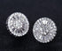 Baguette 18K White Gold Plated Round Cut Cubic Zircon Men Women Cluster Earrings